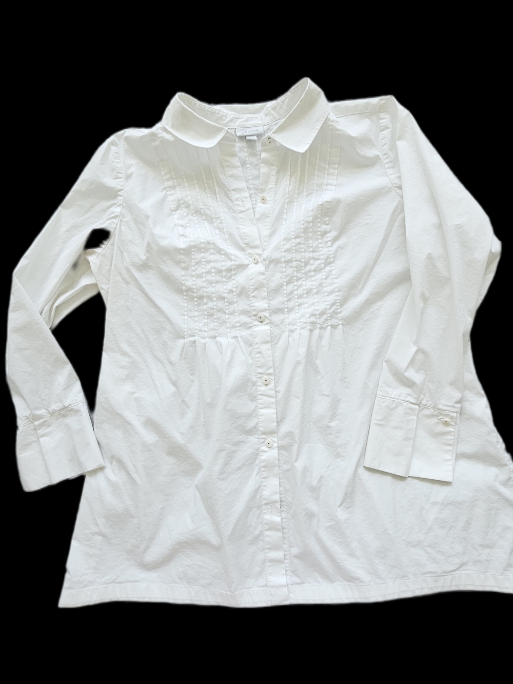 J. Jill White Button-Front Pintuck Tunic With Wide Cuffs Size 1X